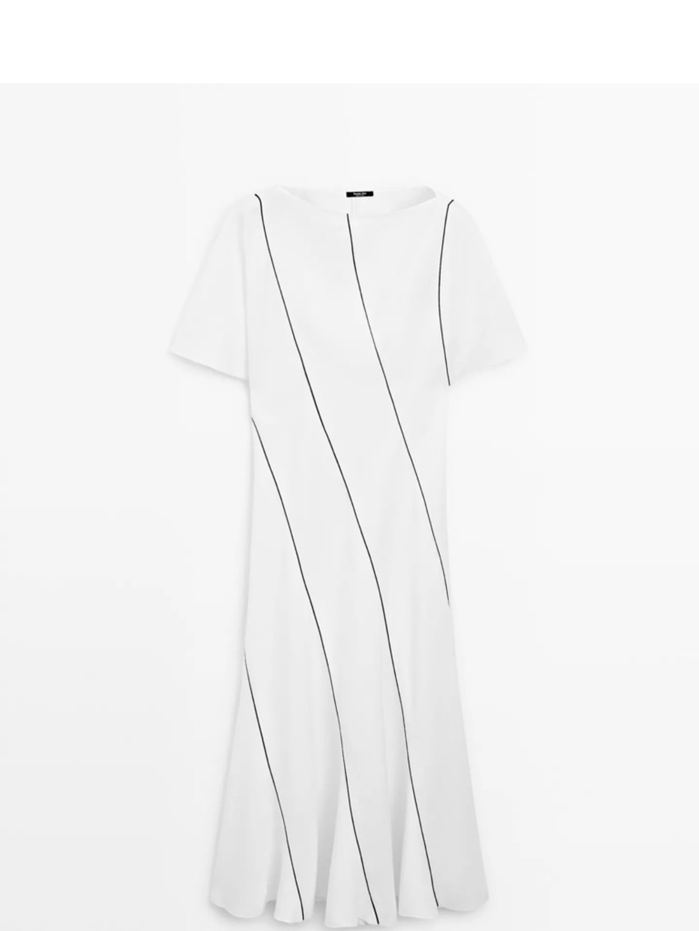 Massimo Dutti White Maxi Dress with Black Diagonal Lines